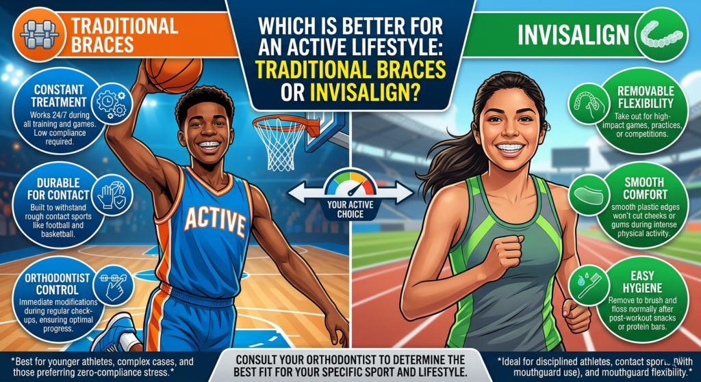 Which is Better for an Active Lifestyle Traditional Braces or Invisalign
